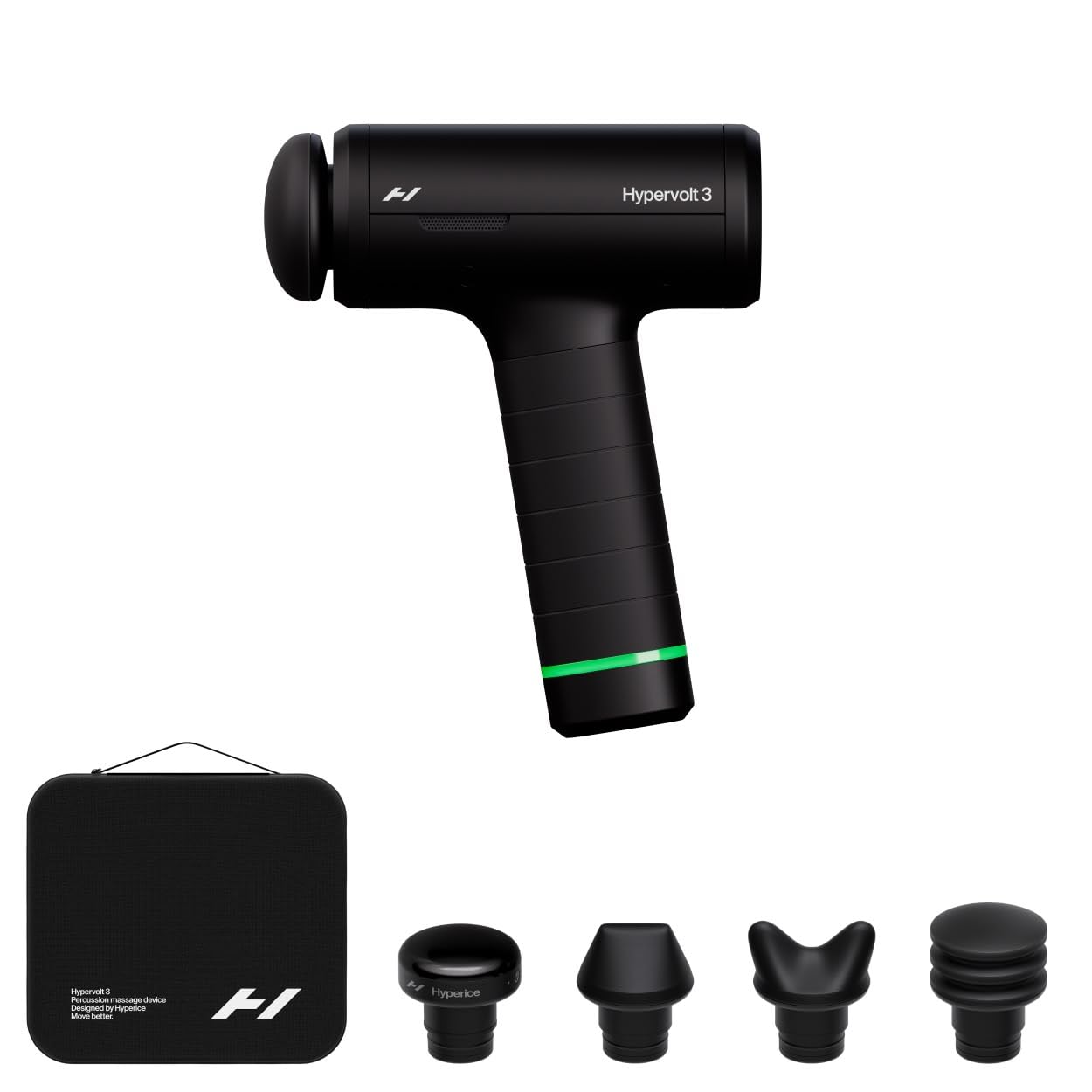 Hyperice Hypervolt 3 Massage Gun, QuietGlide Technology, 5 Speeds, 5 Interchangeable Heads