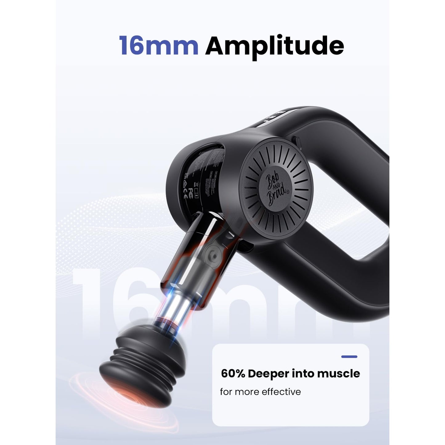 BOB AND BRAD D6 Pro Massage Gun, Deep Tissue Percussion, 16mm Amplitude, 85lbs Stall Force, Quiet Design