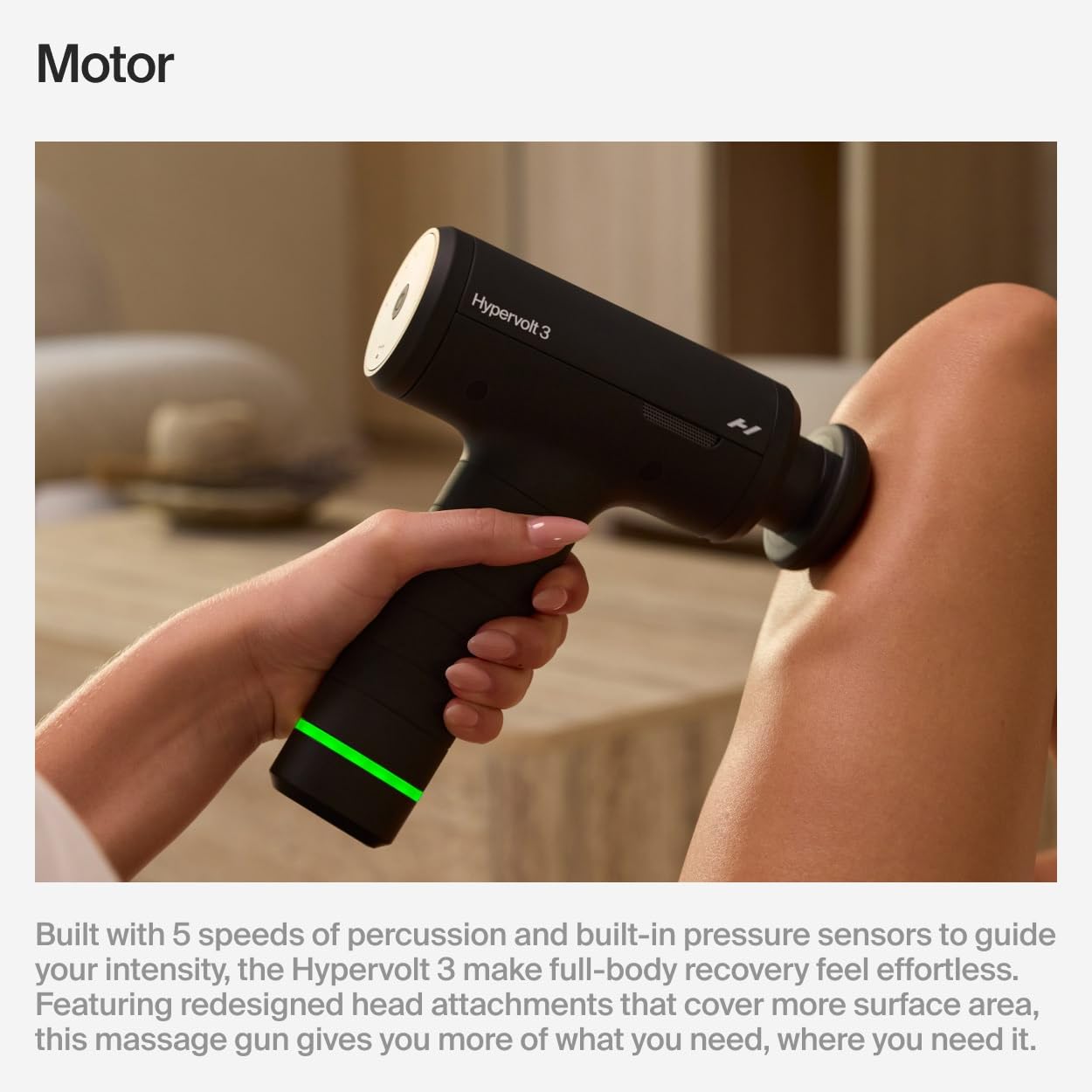 Hyperice Hypervolt 3 Massage Gun, QuietGlide Technology, 5 Speeds, 5 Interchangeable Heads