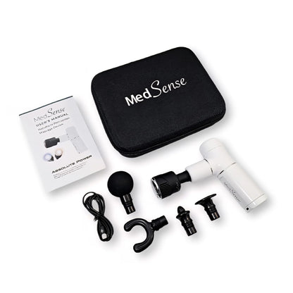 Medsense Absolute Power Road Warrior Massage Gun with LuminaTherm Hot/Cold & Red/Blue Light, USB-C Charging