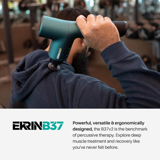 Ekrin Athletics B37v2 Massage Gun, Deep Tissue Massager, 5 Speeds, 4 Attachments, Ultra Quiet Motor