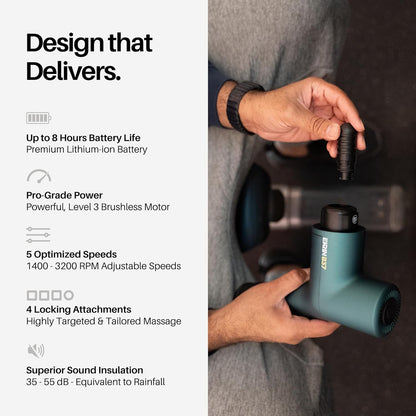 Ekrin Athletics B37v2 Massage Gun, Deep Tissue Massager, 5 Speeds, 4 Attachments, Ultra Quiet Motor