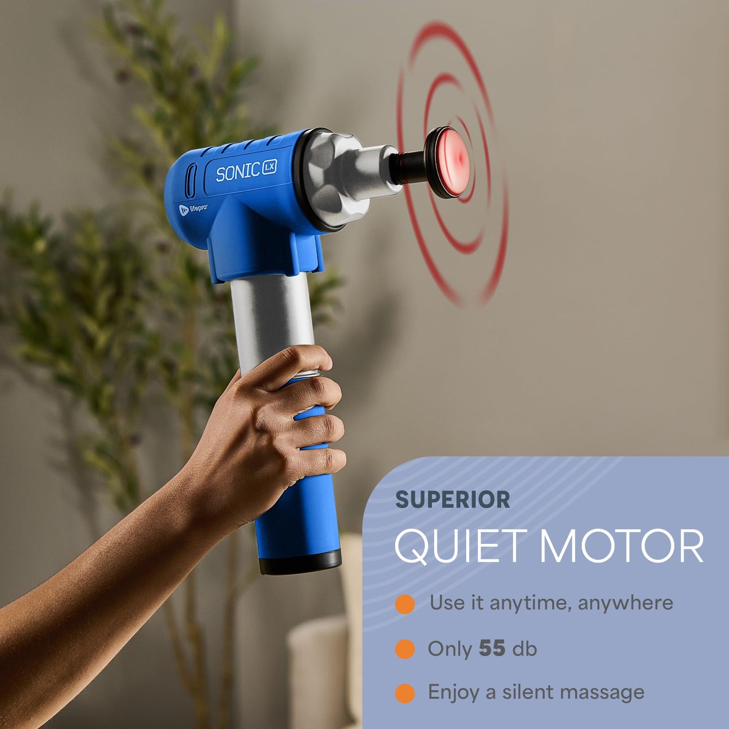 LifePro Sonic LX Heated Massage Gun, Deep Tissue Muscle Recovery Massager, 9 Speeds, 10 Heads, Rechargeable for Athletes