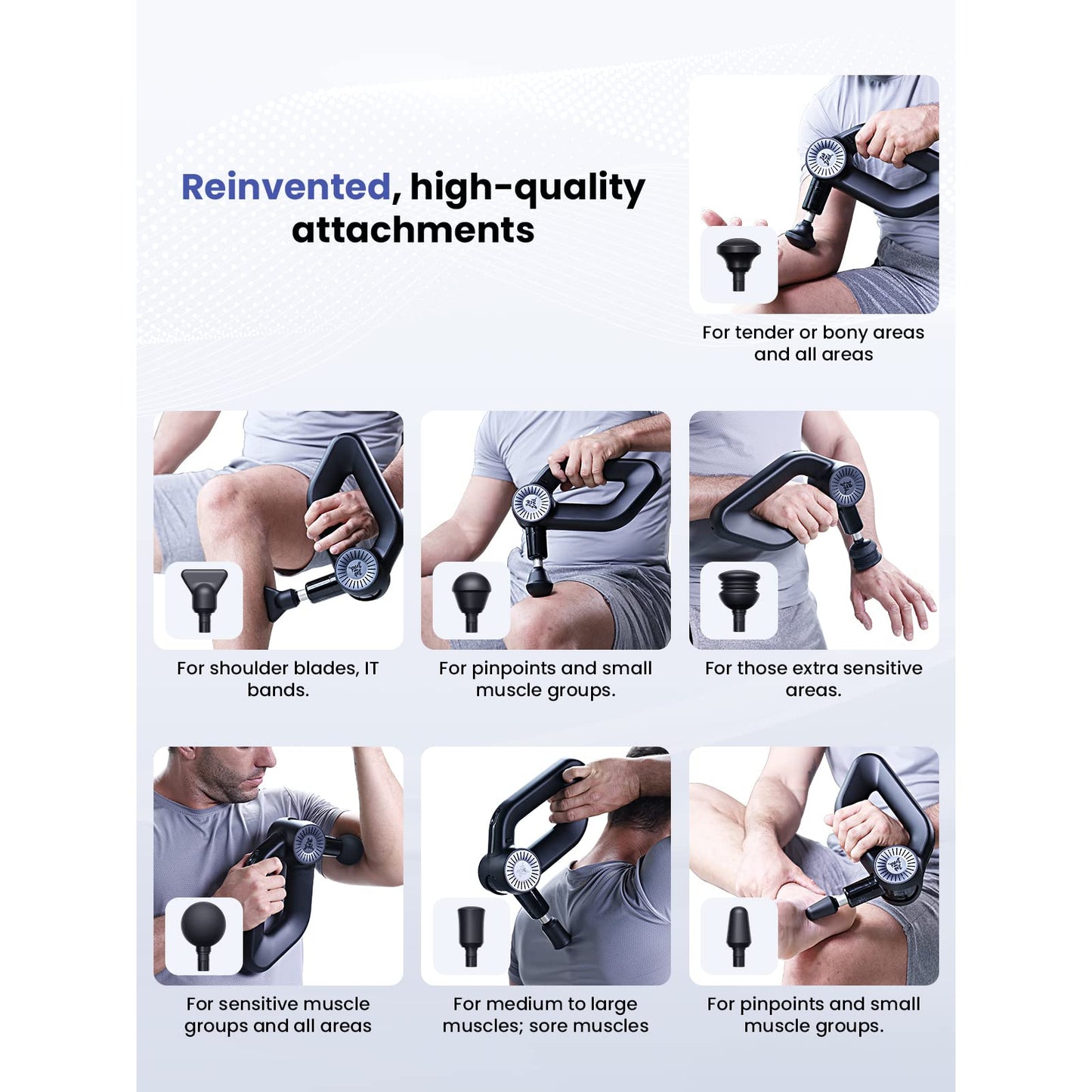 BOB AND BRAD D6 Pro Massage Gun, Deep Tissue Percussion, 16mm Amplitude, 85lbs Stall Force, Quiet Design