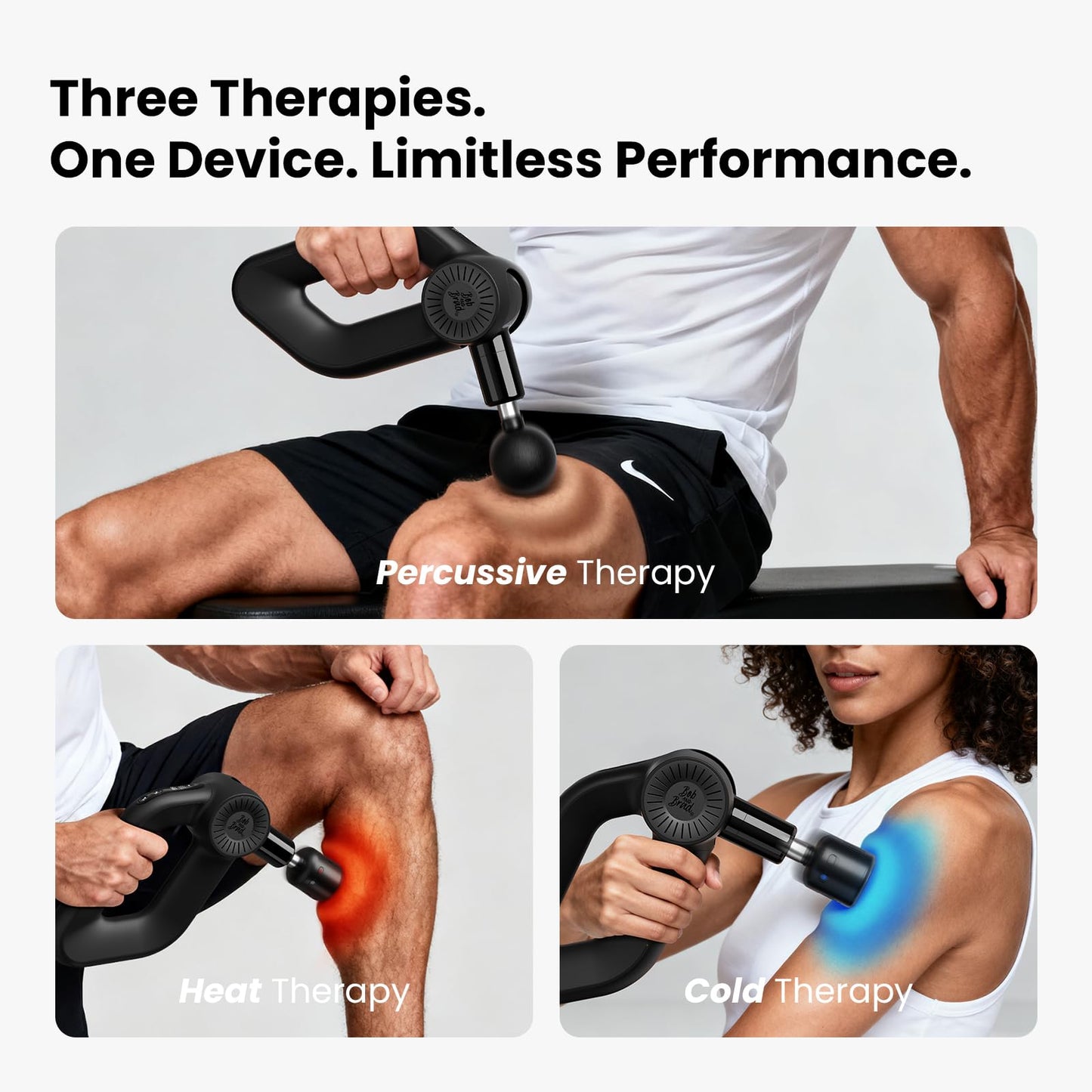 BOB AND BRAD D6 Pro Max+ Massage Gun with Heat & Cold, 16mm Amplitude, Deep Tissue Percussion Massager