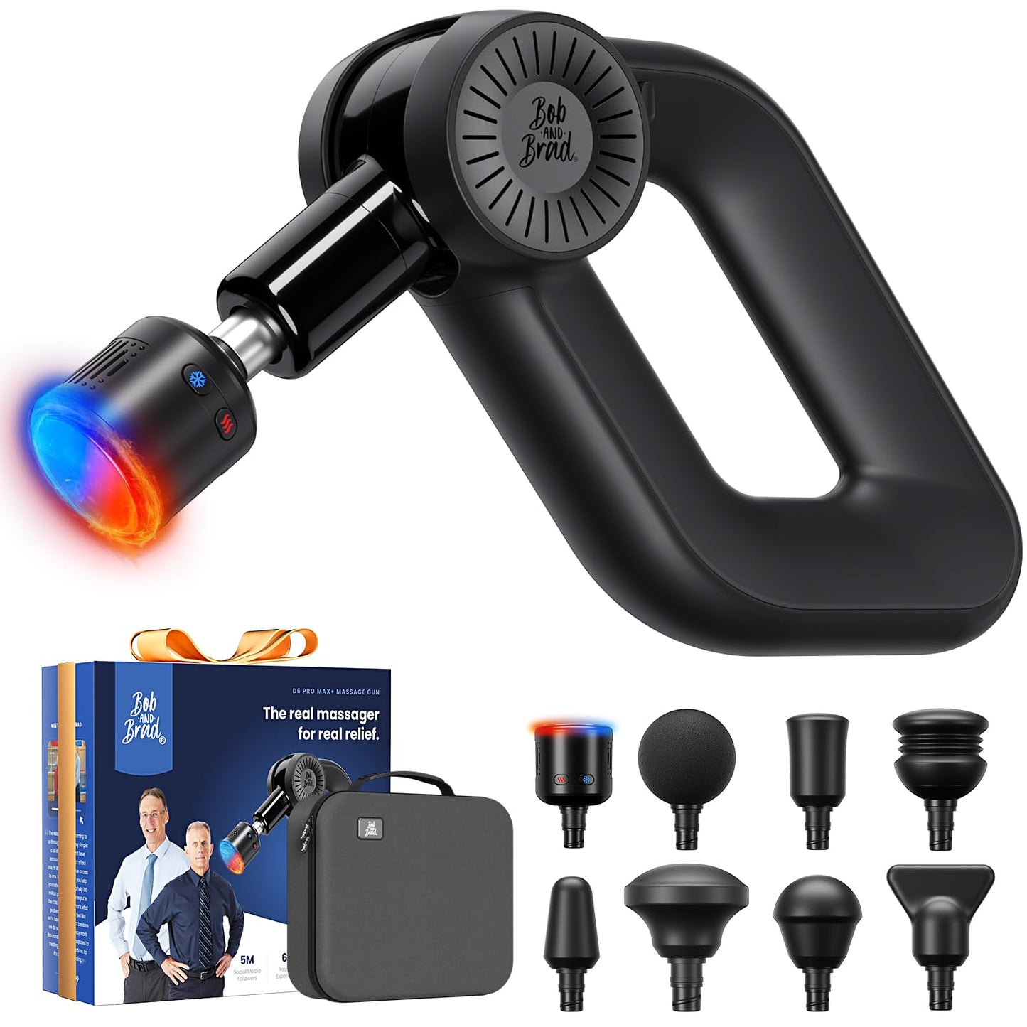 BOB AND BRAD D6 Pro Max+ Massage Gun with Heat & Cold, 16mm Amplitude, Deep Tissue Percussion Massager